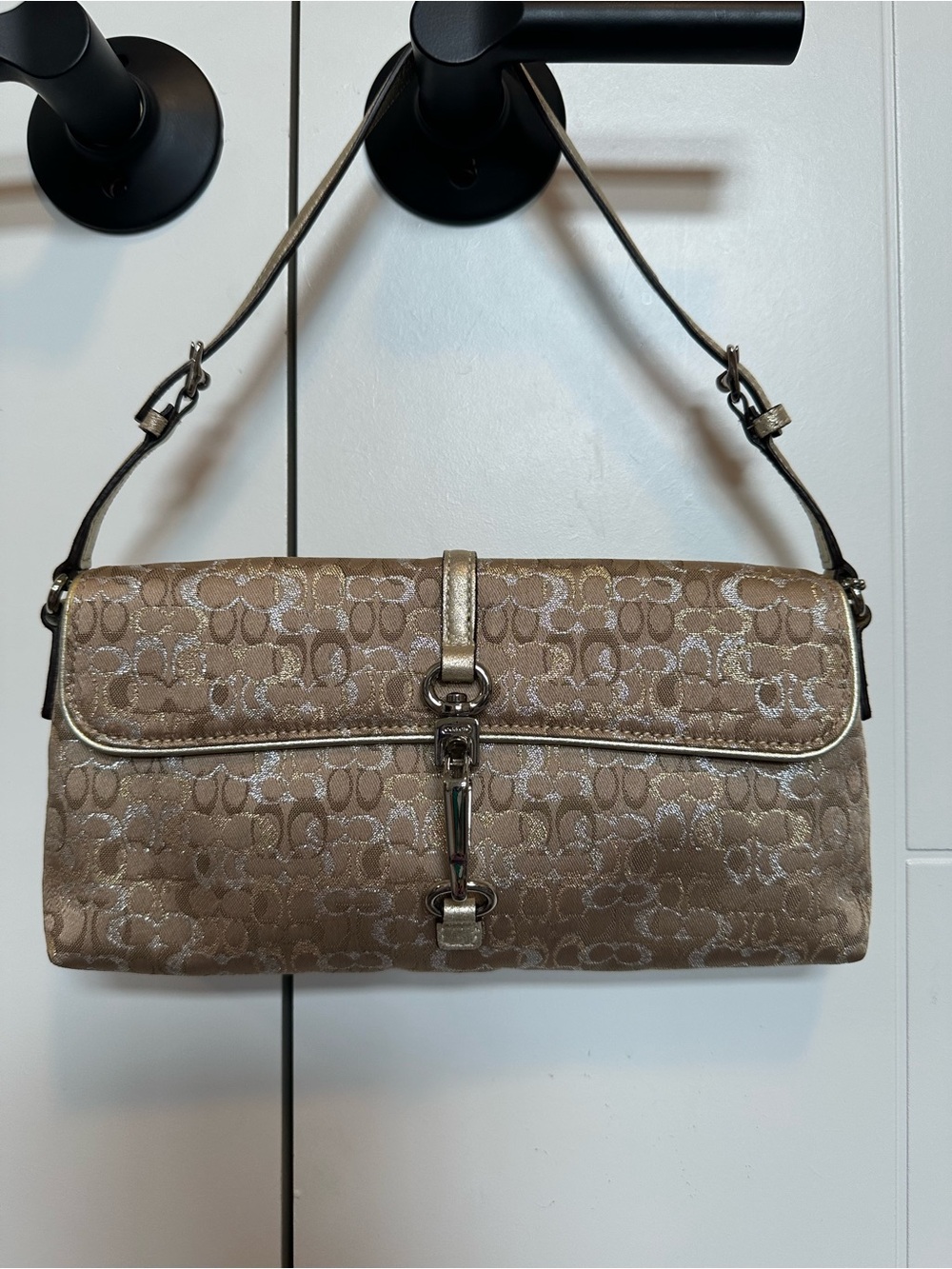 💛 Coach Optic Hamptons Gold Demi Flap Y2K